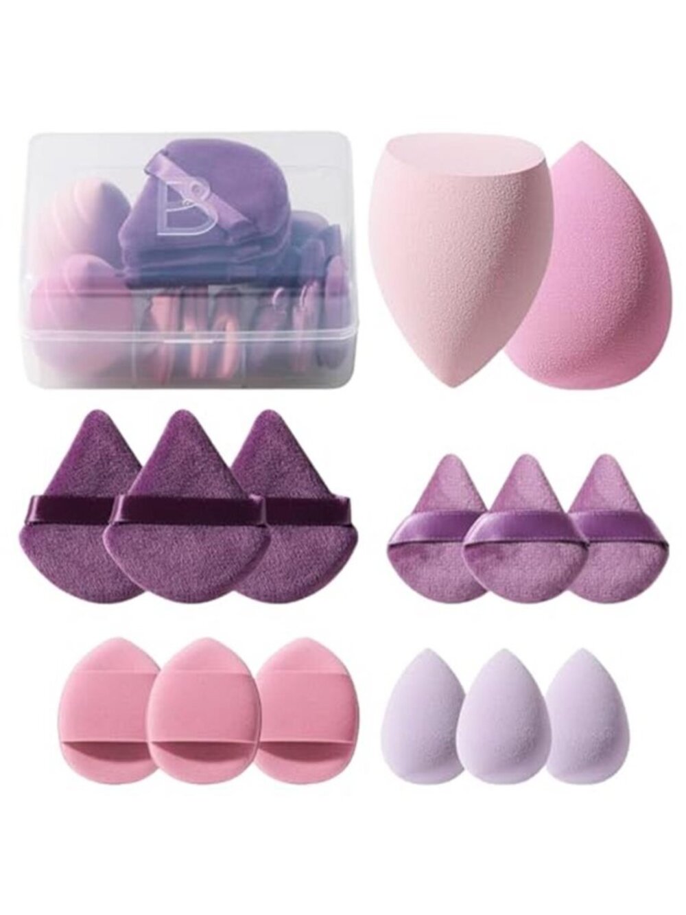 Makeup Sponge Set BS-MALL Triangle Puff 14PCS Non-Latex Beauty Blender Sponges